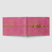 Chic Pink en Gold Hearts Wedding Guest Book Gastenboek (Volledig)