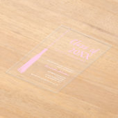 Chic Pink Feminine 2025 Afstudeerder Tassel Afstud Acryl Uitnodigingen (Laagn)