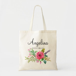 Chic Pink Floral Bridesmaid Speciaal Tote Bag