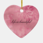 Chic Pink Floral Lace Keramisch Ornament (Voorkant)