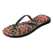 Chic Pink Flowers op luipaard Teenslippers (Schuin)