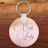 Chic Pink Frosted Glass Boss Lady Sleutelhanger (Voorkant)