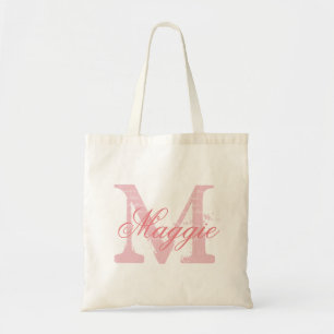 Chic Pink Gepersonaliseerde naam monogram Tote Bag
