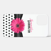 Chic Pink Gerbera Daisy Polka Dot Case-Mate iPhone Case (Achterkant (horizontaal))