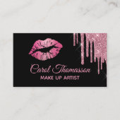 Chic Pink Glitter en Lips Visitekaartje (Voorkant)