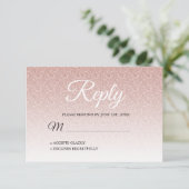 Chic Pink Glitter Ombre RSVP Kaart (Staand voorkant)