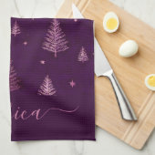 Chic pink glitter purple christmas trees name theedoek (Quarter Fold)