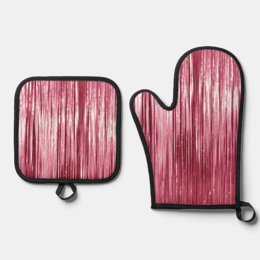 Chic Pink Glitz Ovenwant & Pannenlap Set (Voorkant)