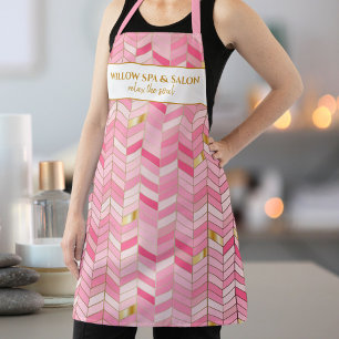 Chic Pink Gold Pattern Aangepaste ruimte, Salon Na Schort