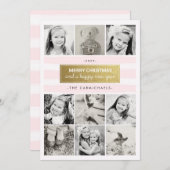 Chic Pink Gold Photo Collage Carte Vacances (Devant / Derrière)