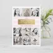 Chic Pink Gold Photo Collage Carte Vacances (Debout devant)