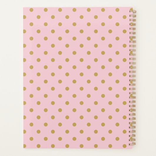 Chic Pink Gold Polka Dots Pattern Planner (Achterkant)