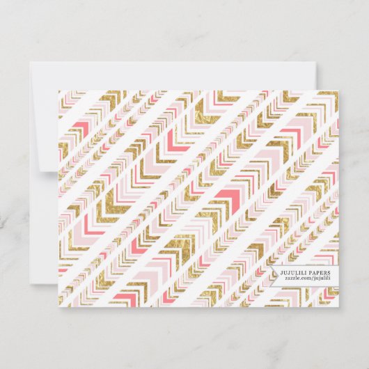 Chic Pink & Gold Tribal Custom Flard Note-kaarten Notitiekaartje (Achterkant)