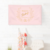 Chic Pink Gold Wreate Bakery Script Logo Spandoek (Insitu)
