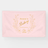 Chic Pink Gold Wreate Bakery Script Logo Spandoek (Horizontaal)