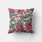 Chic Pink Green Floral Art Decorative Sierkussen (Achterkant)