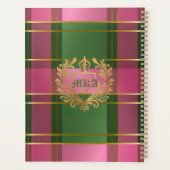 Chic Pink Green Plaid Monogram Personal Planner (Dos)
