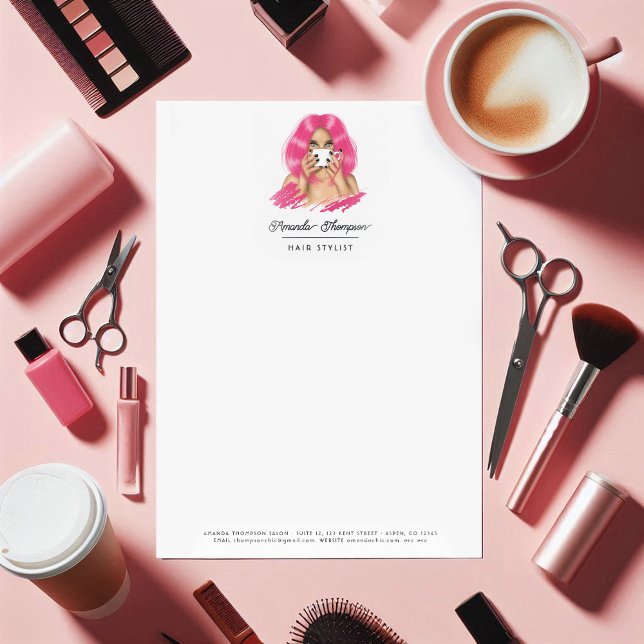 Chic Pink Hair Salon Briefhoofd (Chic Pink Hair Salon Letterhead)