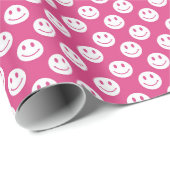 Chic Pink Happy Faces Verjaardag Cadeaupapier (Rol Hoek)