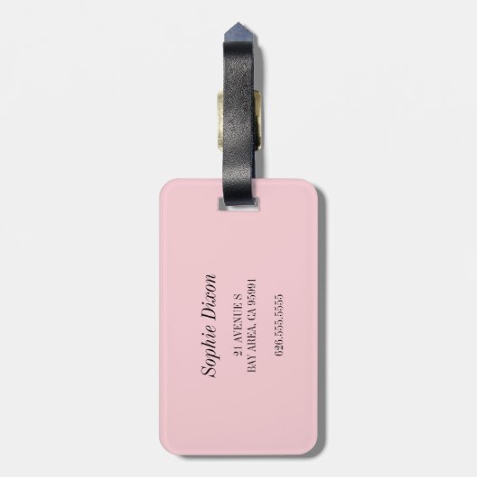 Chic Pink ik ben hier Bagagelabel (Achterkant verticaal)