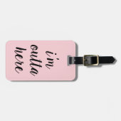 Chic Pink ik ben hier Bagagelabel (Voorkant horizontaal)