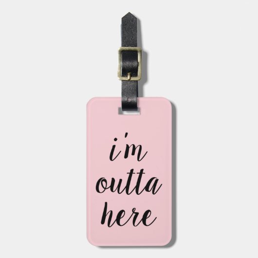 Chic Pink ik ben hier Bagagelabel (Voorkant verticaal)