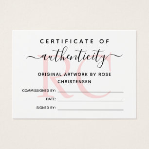 Chic Pink Monogramme Certificat d'authenticité