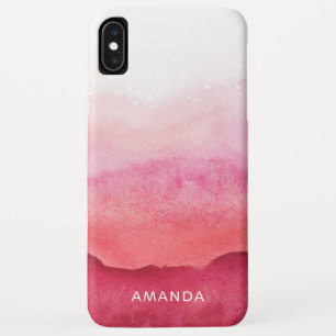 Chic Pink Ombre Waterverf Bubbles Monogram iPhone XS Max Hoesje