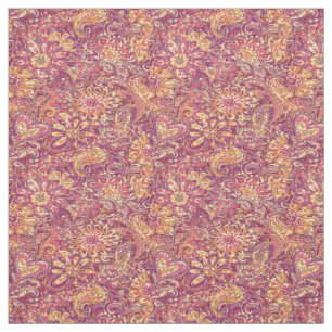 Chic Pink Oranje Paars Floral Paisley Pattern Stof