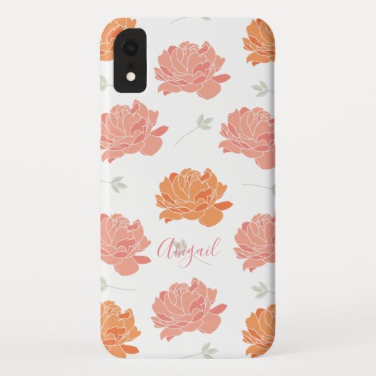 Chic Pink & Oranje Ponies Patroonogram Case-Mate iPhone Case (Achterkant)