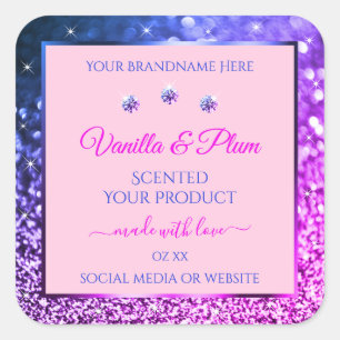 Chic Pink Paars Blue Ombre Glitter Product Labels