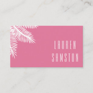 Chic Pink Palm Leaf Visitekaartje