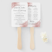 Chic Pink Palm Leaves Beach Wedding Program Fan Handwaaier (Voorkant en achterkant)