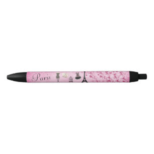 Chic Pink Paris Eiffel Tower Mode Zwarte Inkt Pen
