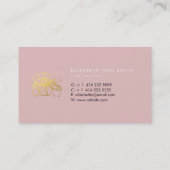 Chic Pink Peonies & Gold Effect Visitekaartje (Achterkant)
