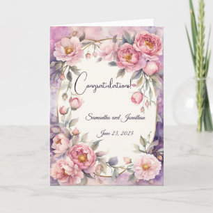 Chic Pink Peony Ovaal Lijst bruiloft Kaart