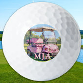 Chic Pink Personalized Golf Cart Custom Monogram Golfballen