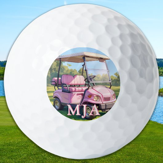 Chic Pink Personalized Golf Cart Custom Monogram  Golfballen