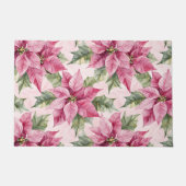 Chic Pink Poinsettia Bloemen Kerstmis Deurmat (Voorkant)