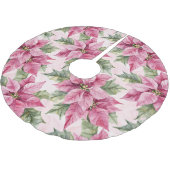 Chic Pink Poinsettia Bloemen Kerstmis Kerstboom Rok (Gekanteld)