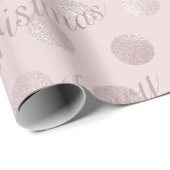 Chic Pink Polka Dot Merry kerst Cadeaupapier (Rol Hoek)