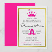 Chic Pink Princess Birthday - uitnodiging (Voorkant / Achterkant)