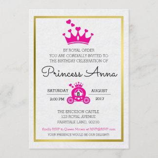 Chic Pink Princess Birthday - uitnodiging