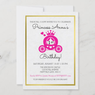 Chic Pink Princess eerste verjaardag uitnodiging