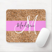 Chic Pink & Pumpkin Glitter Sparkles Monogram Muismat (Met muis)