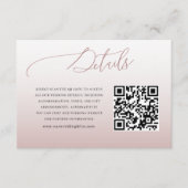 Chic Pink QR Code Wedding Details Informatiekaartje (Voorkant)