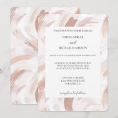 Chic Pink Rose Abstract Wedding Kaart (Voorkant / Achterkant)