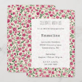  Chic Pink Roses Floral Verjaardag Kaart (Voorkant / Achterkant)