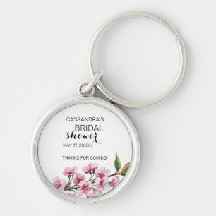 Chic Pink Sakura Floral Vrijgezellenfeest Bedankt Sleutelhanger