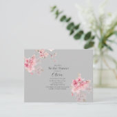 Chic Pink Sakura Flowers op grijs Vrijgezellenfees Kaart (Staand voorkant)